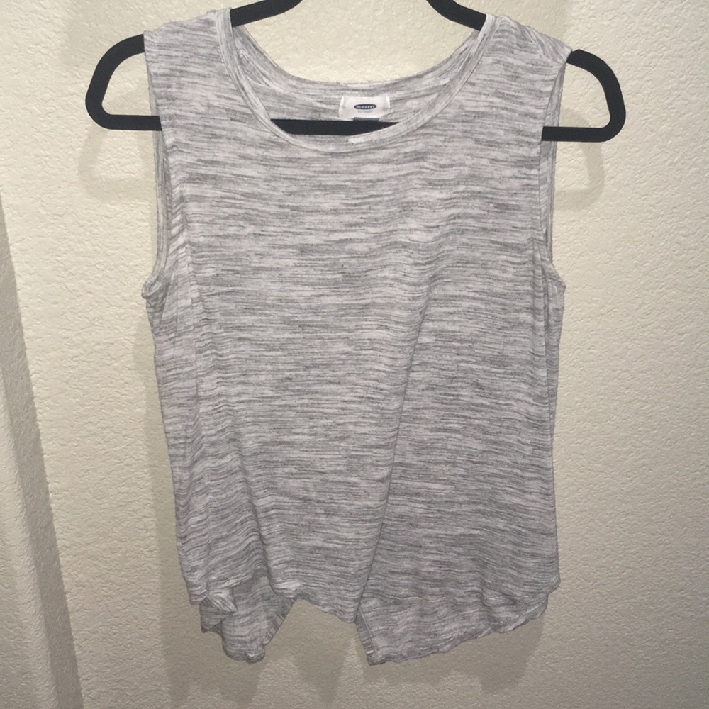 Gray top with slit in back